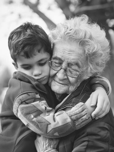 Festa dei nonni: nonna con nipote si abbracciano