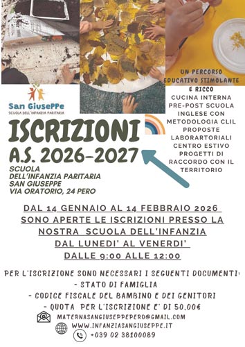 Infanzia san giuseppe: locandina iscrizioni